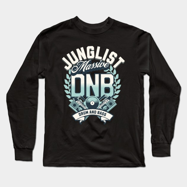 DNB - Junglist Massive(White/dark green/mint) Long Sleeve T-Shirt by DISCOTHREADZ 